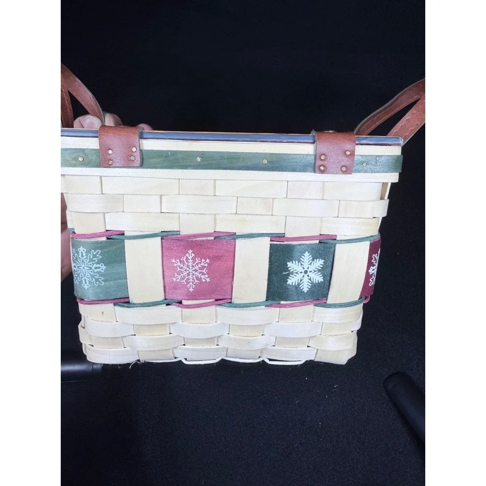 Jan Shade Beach Snowman Mini Picnic Basket Christmas Decor Hinged‎ Lid 6